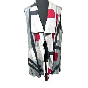 Alexis Abrams Wearable Art Silk Linen Geo Handpainted 60s Mod Artsy M Tunic Vest